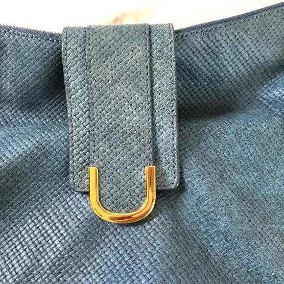 Talbots Woven Leather Hobo Style Shoulder Bag, Cornflower Blue - Picture 9 of 15